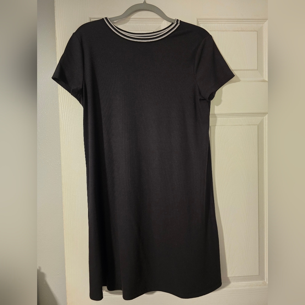 Black Dress with Striped Collar
